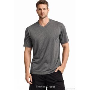 32 Degrees Cool Mens Gray V Neck T Shirt Size Large Short Sleeve Performance Tee